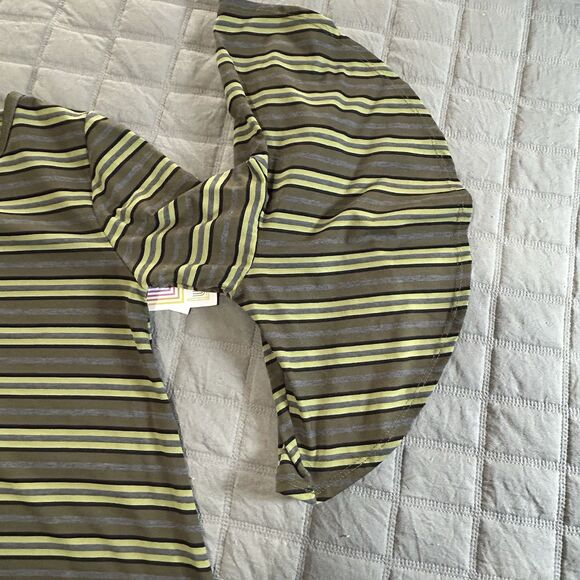 LulaRoe Women’s Striped Army Green Flare Sleeve Maurine Dress Size Small NEW - Picture 10 of 13